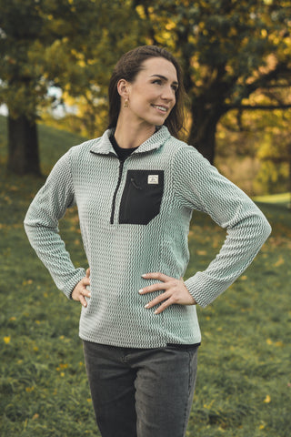 Damen Half Zip Sweatshirt Ozean Blau