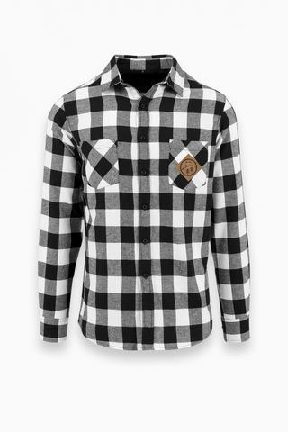 Unisex Flanell Hemd schwarz weiß von The Clue Clothing.