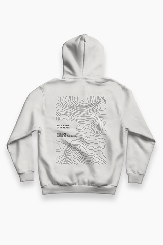 Unisex Hoodie „Origin“ in Asphaltgrau mit großem Backprint von The Clue Clothing