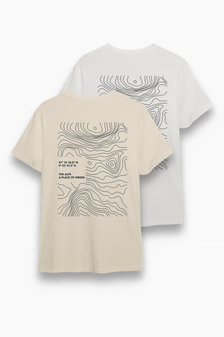 Unser Origin T-Shirt in allen erhältlichen Farben. T-Shirt Beige und T-Shirt Hellgrau.