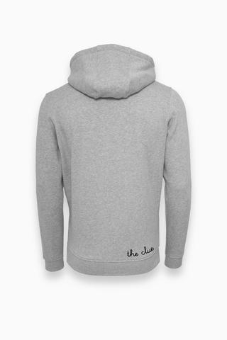Unisex Classic Hoodie Pullover in Grau mit Backprint von The Clue Clothing