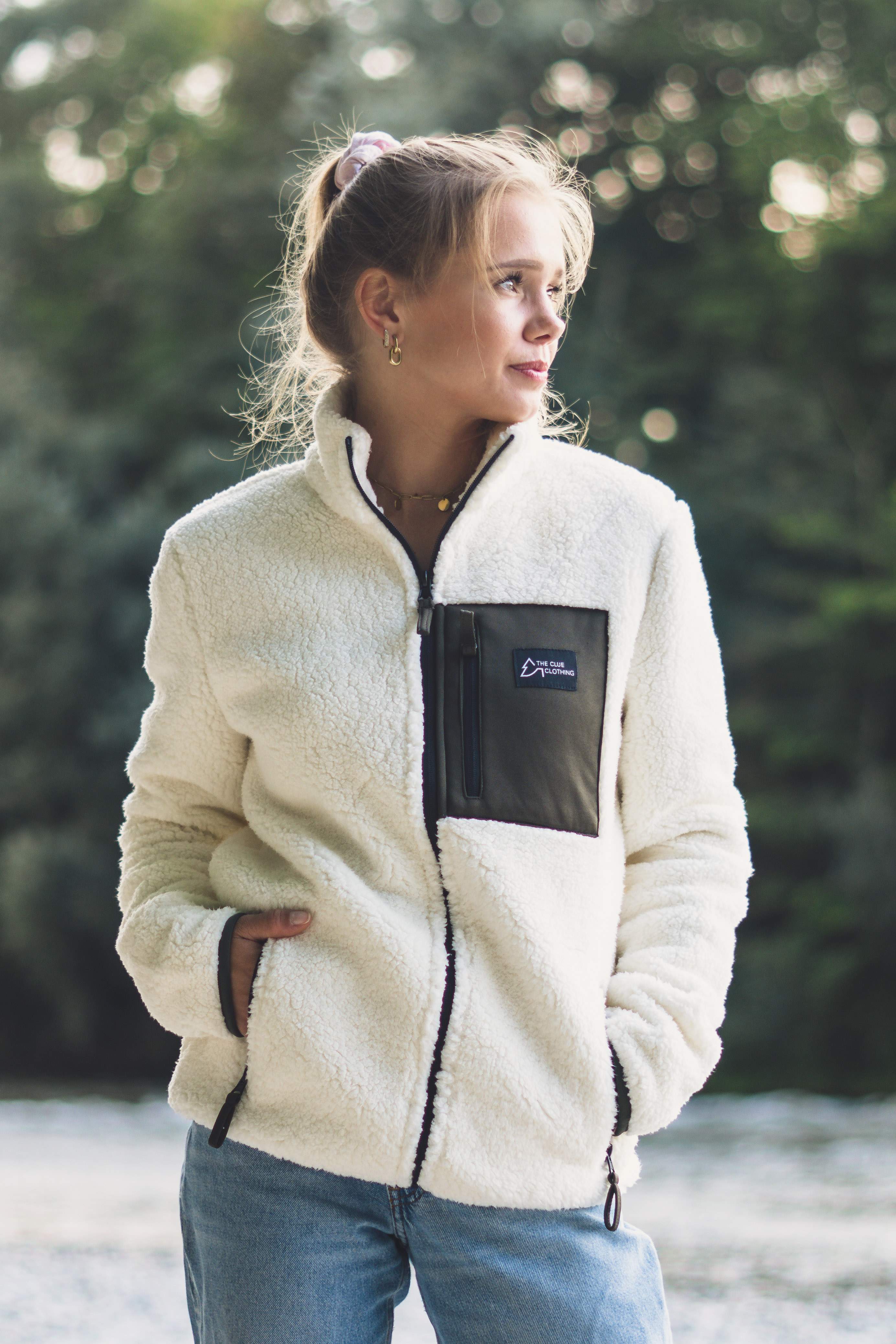 Damen Sherpa Fleece Jacke Unisex The Clue Clothing