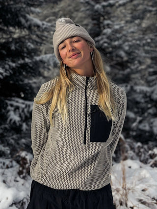 Damen Half Zip Sweatshirt Beige