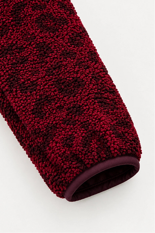 Damen Sherpa Fleece Jacke Wanaka Leopard Burgund