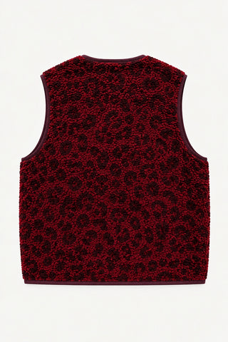 Damen Sherpa Fleece Weste Wanaka Leopard Burgund
