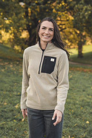 Damen Half Zip Sweatshirt Beige