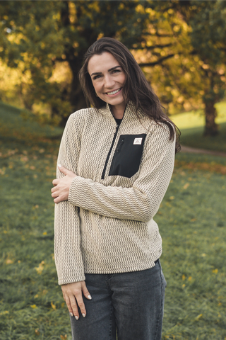 Damen Half Zip Sweatshirt Beige
