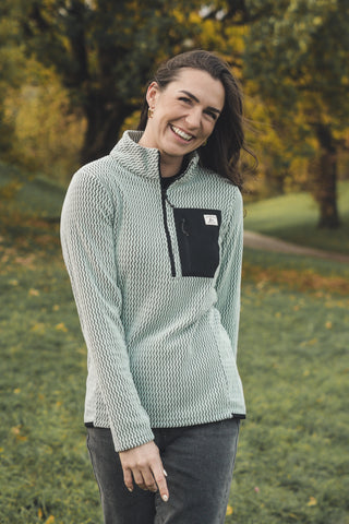 Damen Half Zip Sweatshirt Ozean Blau