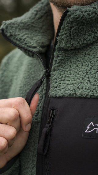 Herren Sherpa Fleece Jacke Unisex Olive