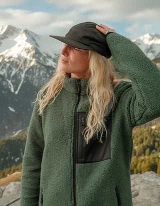 Damen Sherpa Fleece Jacke Olive Unisex