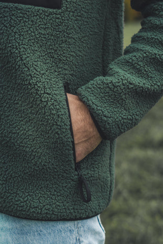 Unisex Sherpa Fleece Jacke Olive