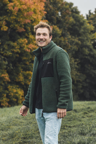 Unisex Sherpa Fleece Jacke Olive